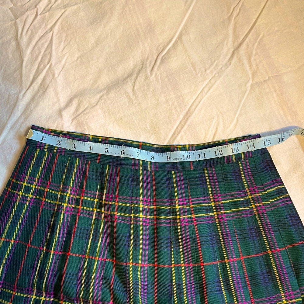Gianni Tartan A-Line Skirt - Green and Pink - Picture 3 of 4